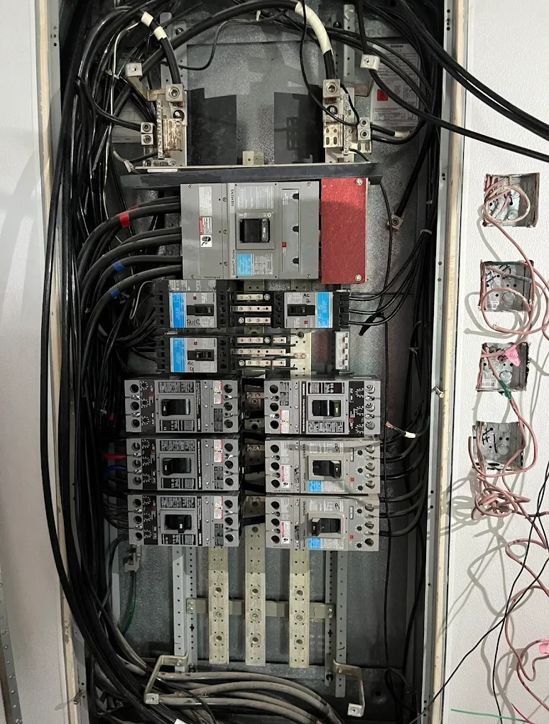 Commercial electrical panel with breakers
